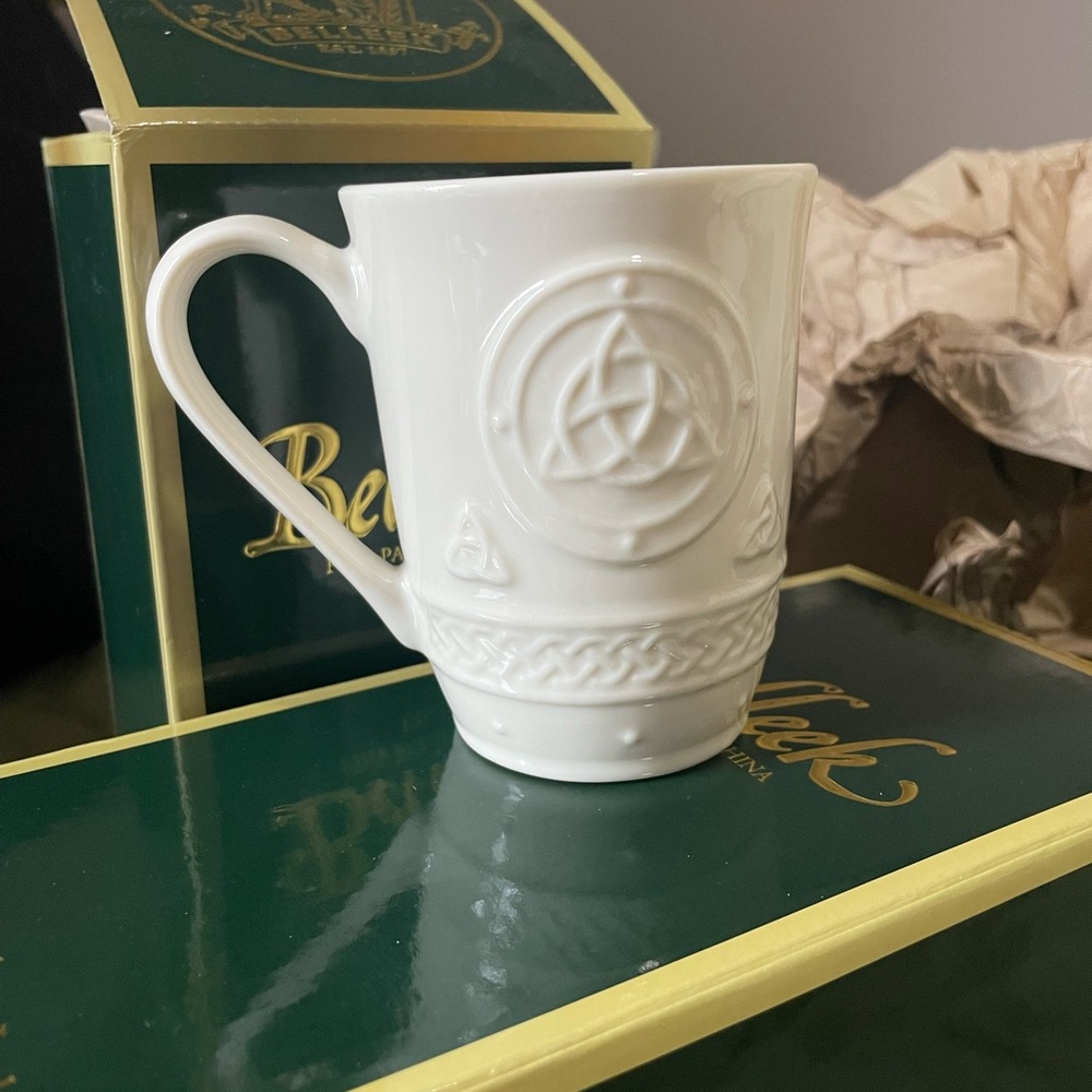 4 Celtic mugs by Belleek Irish Pottery